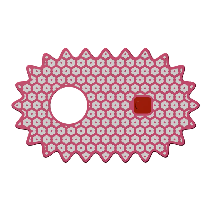Scalloped two-section plate, a switch and a socket, with a flower pattern.
